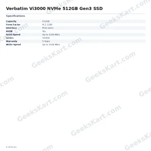 Verbatim Vi3000 NVMe 512GB Gen3 SSD