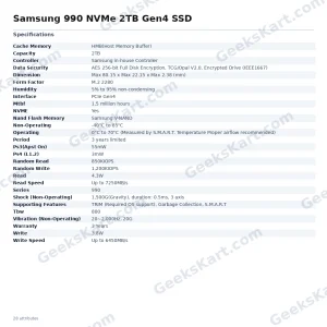 Samsung 990 NVMe 2TB Gen4 SSD