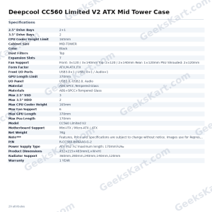 Deepcool CC560 Limited V2 ATX Mid Tower Case