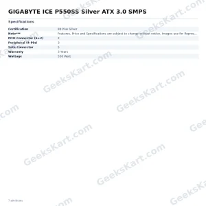 GIGABYTE ICE P550SS Silver ATX 3.0 SMPS