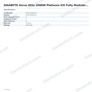 GIGABYTE Aorus Elite 1000W Platinum ICE Fully Modular Smps
