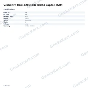 Verbatim 8GB 3200MHz DDR4 Laptop RAM
