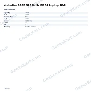 Verbatim 16GB 3200MHz DDR4 Laptop RAM