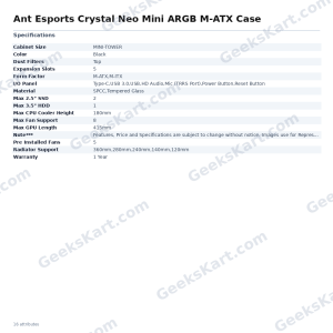 Ant Esports Crystal Neo Mini ARGB M-ATX Case