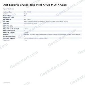 Ant Esports Crystal Neo Mini ARGB M-ATX Case