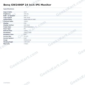 Benq GW2490P 24 Inch IPS Monitor