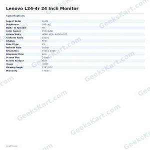 Lenovo L24-4r 24 Inch Monitor