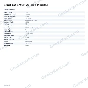BenQ GW2790P 27 Inch Monitor