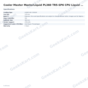 Cooler Master MasterLiquid PL360 TR5-SP6 CPU Liquid Cooler